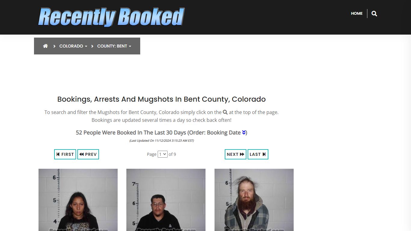 Bookings, Arrests and Mugshots in Bent County, Colorado - Recently Booked